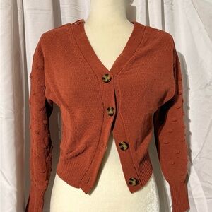moon & madison Terracotta Cardigan with Button Accent